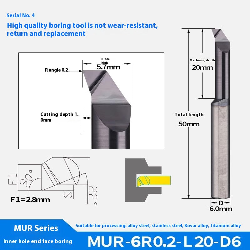 1131-Tungsten steel small hole boring cutter MUR internal hole face boring stainless steel special integral tungsten carbide small boring cutter Shandong Denso Pricision Tools Co.,Ltd.